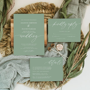 Foto Verde de Sage Minimalista Casamento Único Em 