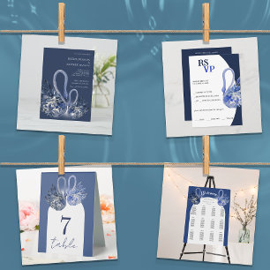 Convite Belo Cisne Em Casamento Azul Marinho