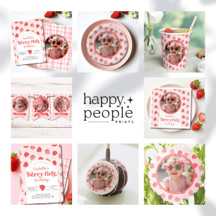 Berry First Birthday Convite Strawberry