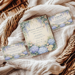 Cartão De Agradecimento Chá de Bebê Romântico em Tons de Azul Desbotado