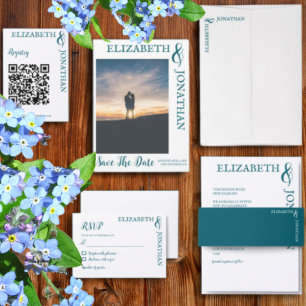 Convite Casamento da Tipografia Moderna do Teal Escuro