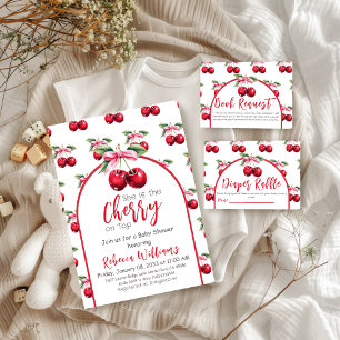 Convite Cherry no topo Arco cor-de-rosa