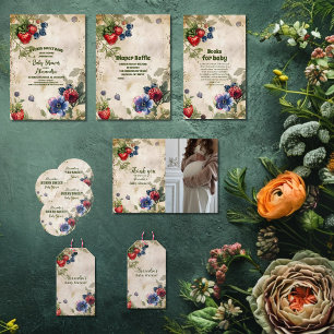 Convite Vintage Berry Sweet Wild Berries Chá de fraldas