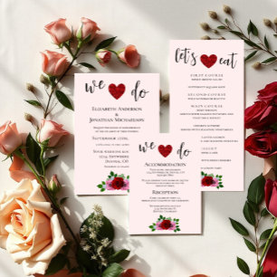 Cartão De Informações Detalhes do Casamento de Rosas Vermelhas e Rosas