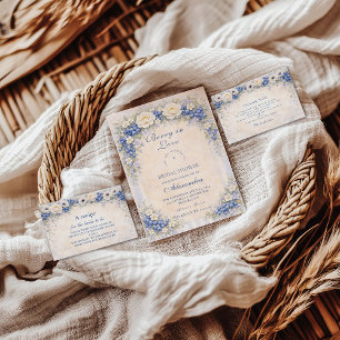 Cartão De Agradecimento Chuva de Noiva Soft Blue Berry Romance