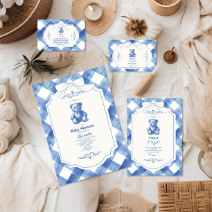 Cartão De Informações Arco Gingham - Livros de Urso de Teddy para Bebê