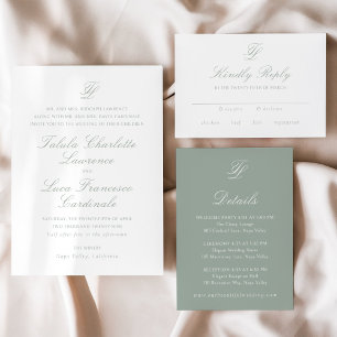 Convite Talula Sage Green Elegant Wedding