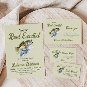 Convite Chá de fraldas Animado De Pesca Com Enguia Verde