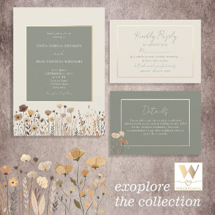 Informações Cartão de Detalhes de Casamento Floral Boho Verde 