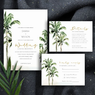 Convite de casamento Rustic Tropical Beach Palm Tr