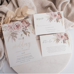 Cartão De Informações Detalhes do Casamento Floral de Blush Gorgeous