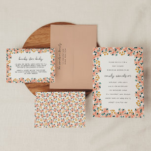 Convite Chá de fraldas de Jardim Floral de Mola d'Água Pur