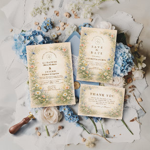 Convite Casamento no Campo com Rosado Azul