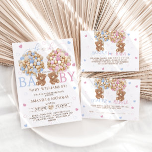 Adesivo Redondo Ursos felpudos Corações e Balões Revelação de Gêne