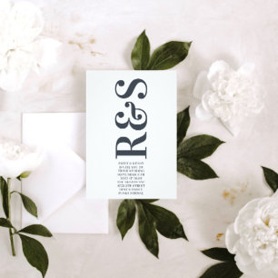 Convite Casamento Simples Bold Monograma Elegante Moderno