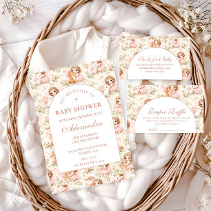 Cartão De Informações Chá de Bebê Fantasia Rosa Soft