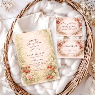 Convite Chá de Bebê Flor de Morango
