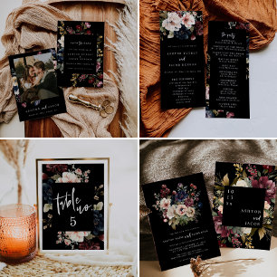 Carta de Casamento Moody   Watercolor Floral RSVP