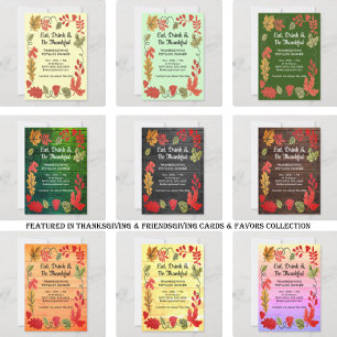 Cartão Postal Janto de Ação de Graças de Potluck LT Brown Wood C