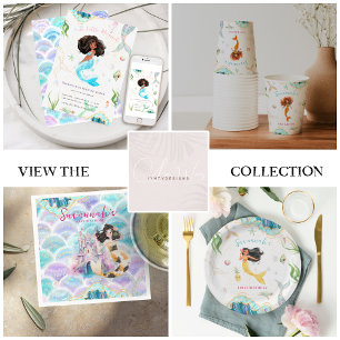 Convite Aniversário da Sereia da Glitter de Aquarela