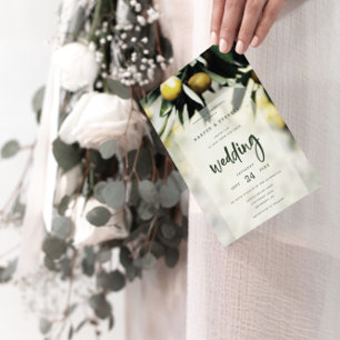 Convite Lemon Grove   Casamento de Verão Amarelo e Verde M