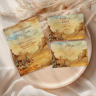 Convite Casamento Russo Vintage Western Cowboy