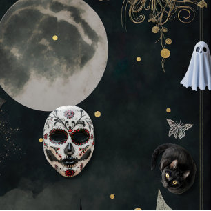 Adesivo Redondo Carrossel de máscara de Halloween