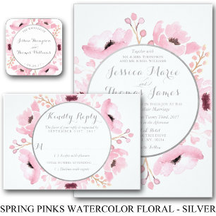 Convite Primavera Pinks Watercolor Floral Casamento Obriga