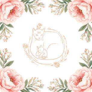 Avental Longo Mama Gata Personalizada & Kitten Floral Dia das Mã
