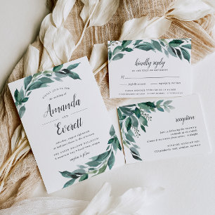 Convite para Casamento de Folhagem Abundante