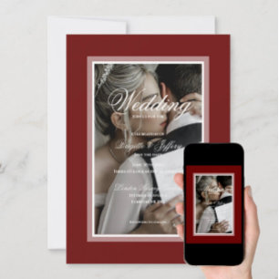 Convite de casamento vermelho para Burgundy