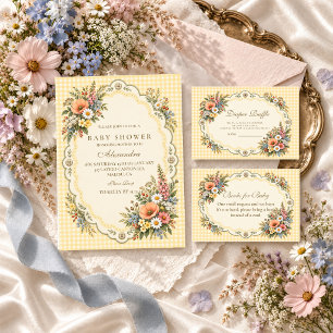 Convite Chá de Bebê Cottagecore com Flores Silvestres