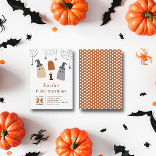 Convite Fantasmas e Aranhas Cute Spooky Primeiro Aniversár