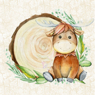 Convite Chá de fraldas de Aquarela de Moose Cósmica