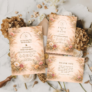 Cartão De Agradecimento Casamento Floral de Outono Suave