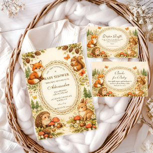 Cartão De Informações Animais Caprichosos da Floresta Sorteio de Fraldas