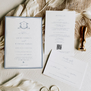 Cartão RSVP Vinhas eternos Negras Crest Código QR