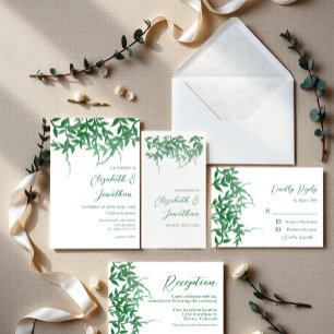 Convite Casamento de Folhas Botânicas Rusticas