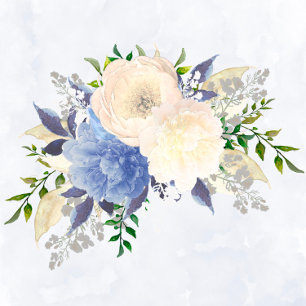 Convite Chá de casamento Floral Azul Pálido, Azul, Pera