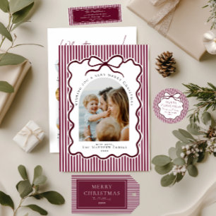 Cartão De Festividades Elegante Ano de Revisão de Natal de Bordéus Borgon