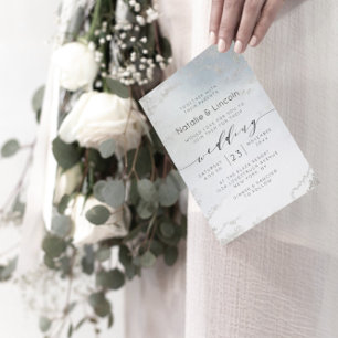 Convite Casamento de luxo de Fosco azul de Ombre