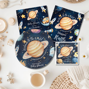 Convite Chá de fraldas de Galáxia Exterior do Espaço Moder