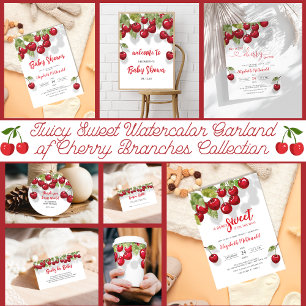 Convite Chá de fraldas de Cherry   Berry Sweet Baby