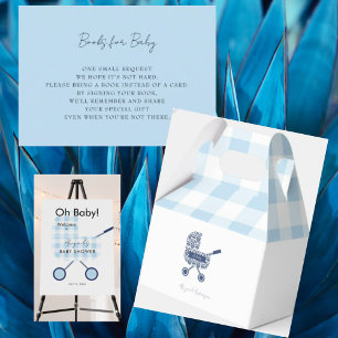 Convite Chá de fraldas Baby Blue Gingham