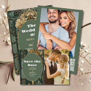 Reserve A Data Foto Vintage Floral Art Nouveau Casamento