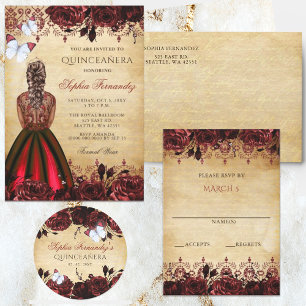 Orçamento Borboleta Vermelha Quinceañera Convite