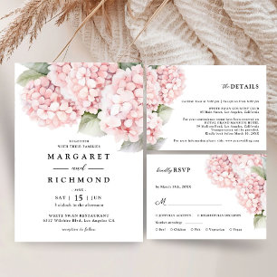 Convite Casamento de Hydrangea Cor-de-Rosa Escamoteada Sal