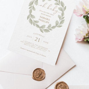 Convite Sexo Chá de fraldas Eucalyptus Leaf Neutro