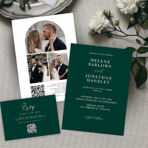 Cartão De Agradecimento Casamento Verde Emerald, Arch de Fotografia Minima