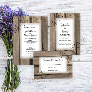 Country Barn Wood and Flowers Weding RSVP